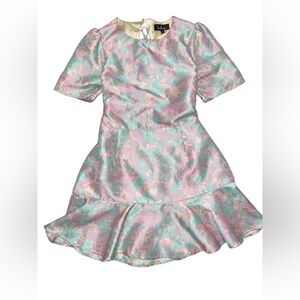 Lulus Floral Jacquard Lace-Up Back Mini Dress